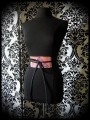 Ceinture obi satin noir détails saumon et rose clair pailleté - taille unique