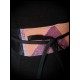 Ceinture obi satin noir détails saumon et rose clair pailleté - taille unique