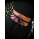 Black satin obi belt salmon / light pink glitter details - one size fits most