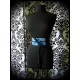 Black satin obi belt light blue / royal blue glitter details - one size fits most