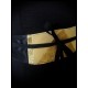 Ceinture obi satin noir détails jaune pâle et doré pailleté - taille unique