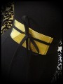 Black satin obi belt pale yellow / gold glitter details - one size fits most