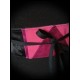 Ceinture obi satin noir détails fuchsia et rose vif pailleté - taille unique