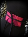 Black satin obi belt fuchsia / hot pink glitter details - one size fits most