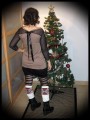 Ivory leg warmers with printed detail - one size