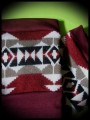 Burgundy leg warmers with aztec print - one size