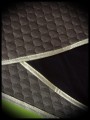 Mini jupe asymétrique taupe/noire finitions dorées - taille M/L