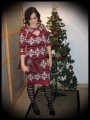 Wiggle dress dark red/taupe/black/white aztec print - size S