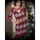 Wiggle dress dark red/taupe/black/white aztec print - size S