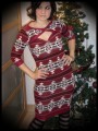 Wiggle dress dark red/taupe/black/white aztec print - size S