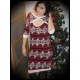 Wiggle dress dark red/taupe/black/white aztec print - size M