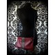 Burgundy fake leather bag clutch black glitter detail