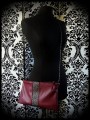 Burgundy fake leather bag clutch black glitter detail