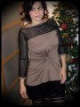 Haut taupe avec résille plumetis noire - taille S/M