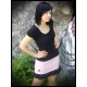 Pink skirt w/ black ruffled hem and hearts applique - size S