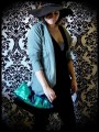 Sac pochette noir sequins réversibles bleu vert / noirs