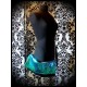 Black bag clutch teal green/black reversible sequins