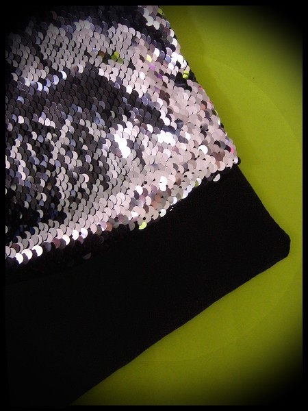 Black bag clutch silver/black reversible sequins