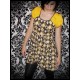 Mini dress yellow/black/brown asymmetric - size S/M 