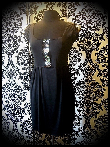 Black dress silver/black reversible sequins - size M/L