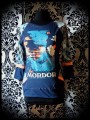 Navy blue top w/ pockets orange details Mordor print - size S/M