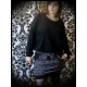 Taupe mini skirt black dots brown details - size S/M