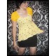 Babydoll asymmetric top YELLOW ice cream print - size S