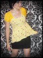 Babydoll asymmetric top YELLOW ice cream print - size S