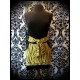 Yellow/black striped mini skirt brown details - size S/M