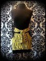 Yellow/black striped mini skirt brown details - size S/M