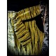 Yellow/black striped mini skirt brown details - size S/M