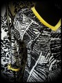 Black/white graphic print dress yellow details - size S/M