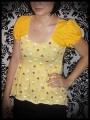 Babydoll asymmetric top YELLOW ice cream print - size S