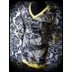 Black/white graphic print dress yellow details - size S/M