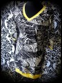 Black/white graphic print dress yellow details - size S/M