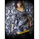 Black/white graphic print dress yellow details - size S/M