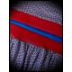 Robe motif triangles bleu blanc rouge ceinture rouge - taille M/L