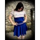 Crop top motif ancres bleu blanc rouge détails bleus - taille L