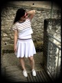 Jupe taille haute blanche détails triangles - taille M