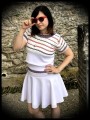 High waisted white skirt triangles details - size M