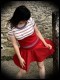 High waisted red skirt triangles details - size S