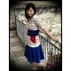 Blue white red top anchors print blue belt - size M