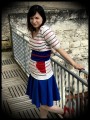 Blue white red top anchors print blue belt - size M