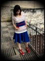 Haut motif ancres bleu blanc rouge ceinture bleue - taille M