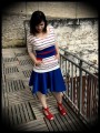 Haut motif ancres bleu blanc rouge ceinture bleue - taille M