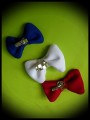 Adjustable ring - white / royal blue / red bow