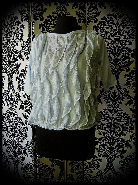 Light blue top with cascade ruffles - size S/M Light blue top with cascade ruffles - size S/M