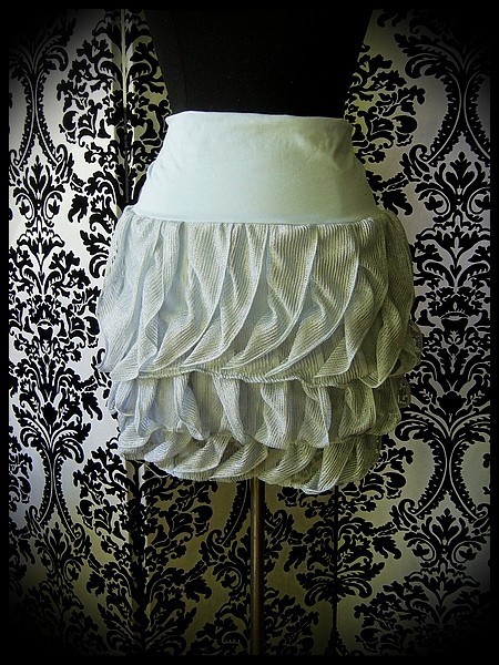 Light blue skirt with cascade ruffles - size S/M