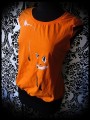 Haut orange avec découpe au dos motif renard - taille M/L