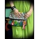 Multicolored bag clutch triangle print - green details